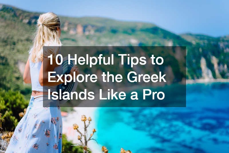 female tourist taking in the view of the greek islands